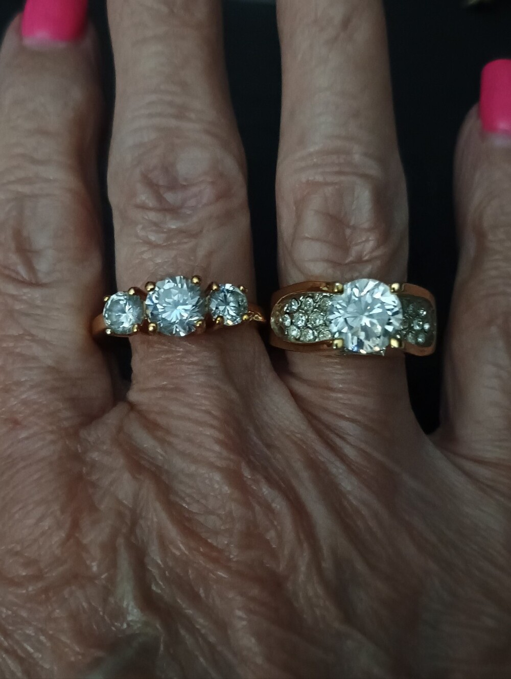 Vintage Gold-Tone Three-Stone Cubic Zirconia Ring Avon And Edco